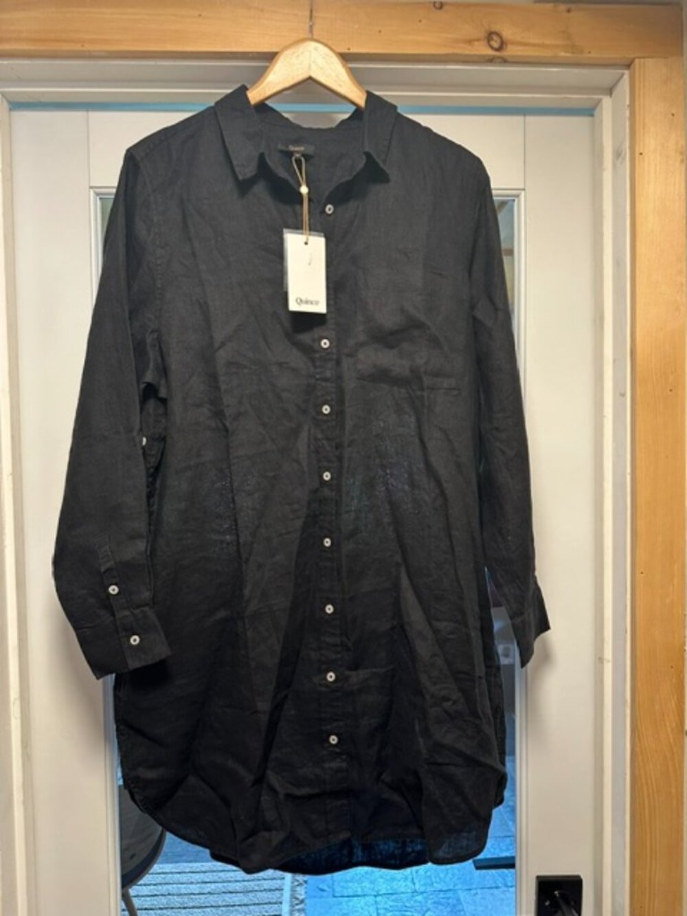 QUINCE NEW WITH TAGS - BLACK LINEN SHIRT DRESS   SZ XL